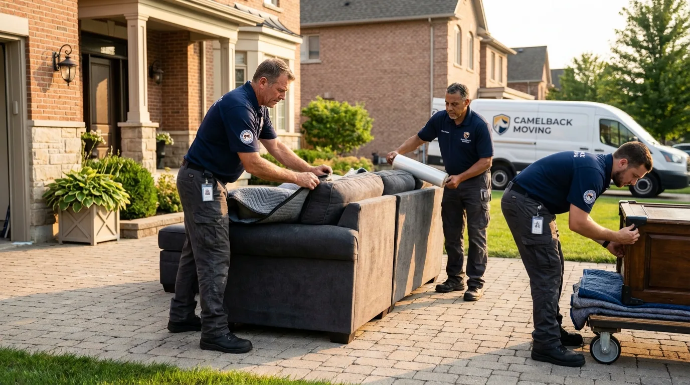 Large estate moving crew wrapping furniture in Breckenridge, MI