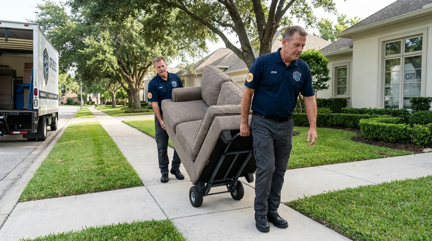 Local residential moving crew loading furniture in Breckenridge, MI